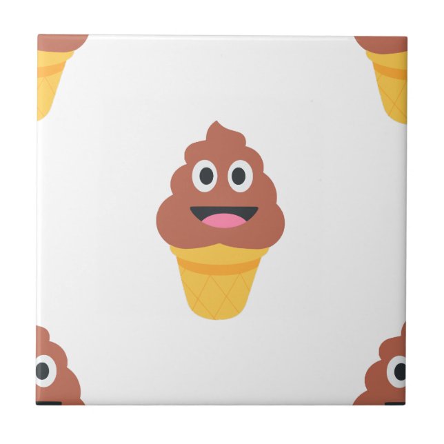 ice cream cone poo emoji ceramic tile (Front)