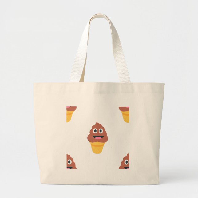 ice cream cone poo emoji large tote bag (Front)