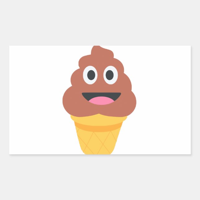 ice cream cone poo emoji rectangular sticker (Front)