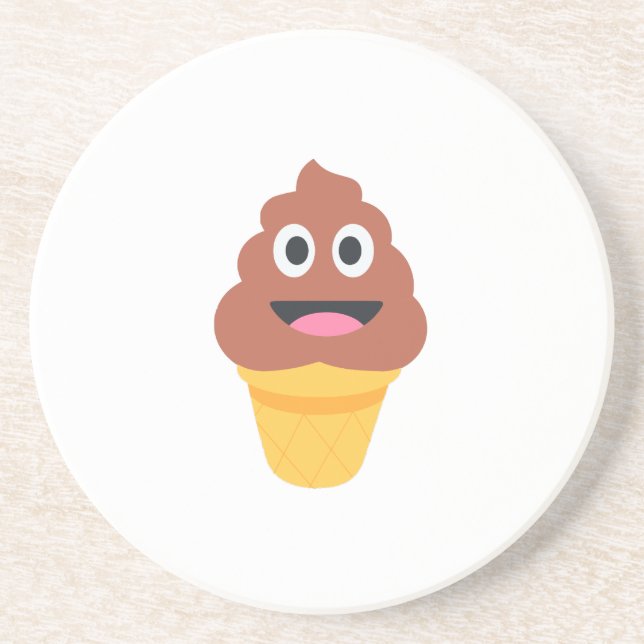 ice cream cone poo emoji sandstone coaster (Front)