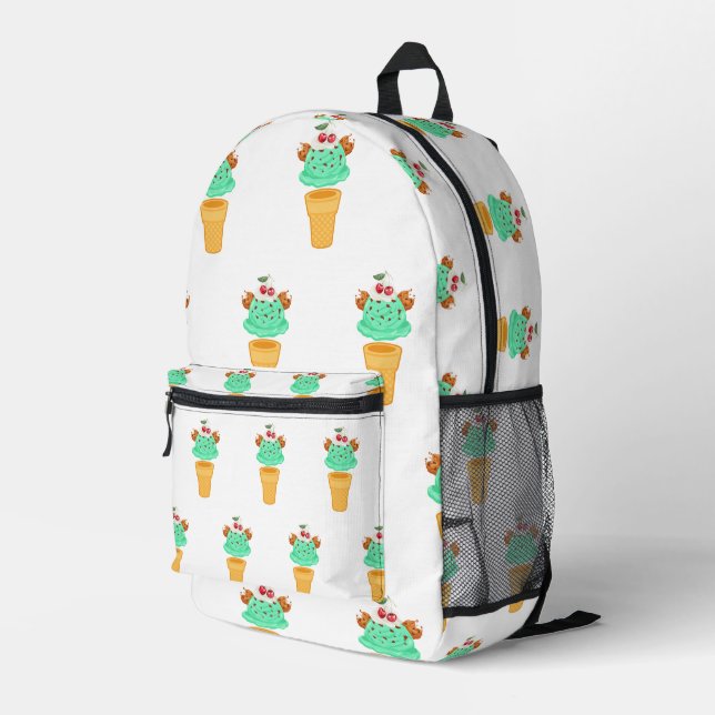 ice cream cone printed backpack (Back Corner Right)
