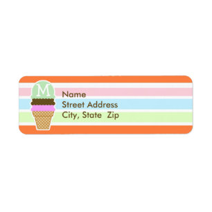 Ice Cream Cone; Retro Neon Rainbow Label