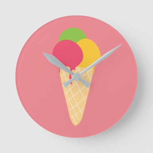 Ice Cream Cone Round Clock