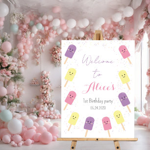 Ice Cream Cone Scoop Confetti Kids 1st Birthday Foam Board