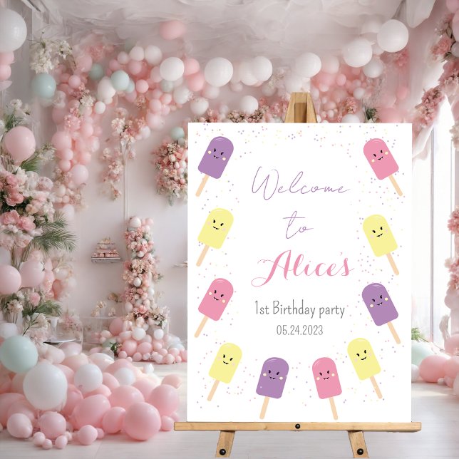 Ice Cream Cone Scoop Confetti Kids 1st Birthday Foam Board (Creator Uploaded)