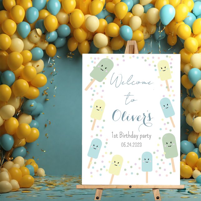 Ice Cream Cone Scoop Confetti Kids 1st Birthday Foam Board (Creator Uploaded)