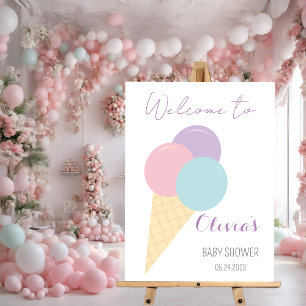 Ice Cream Cone Scoop Confetti Kids Baby Shower Foam Board