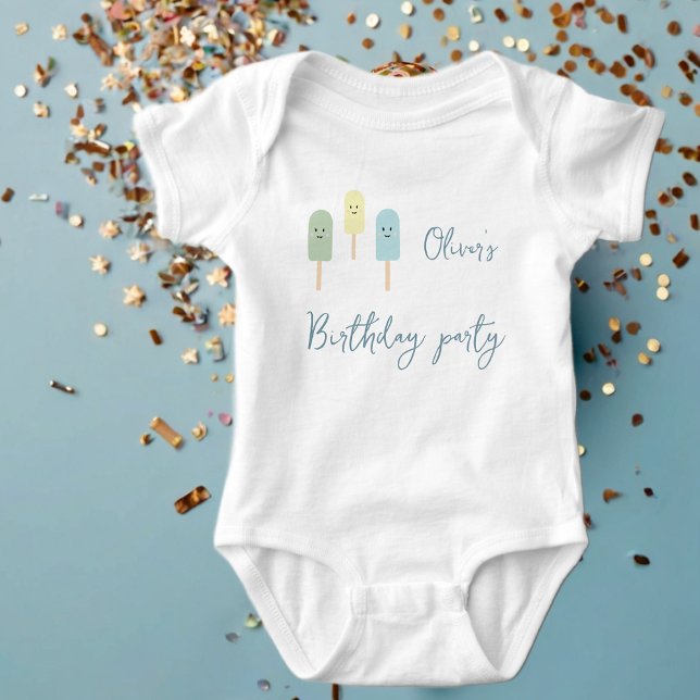 Ice Cream Cone Scoop Confetti Kids Birthday Baby Bodysuit (Creator Uploaded)