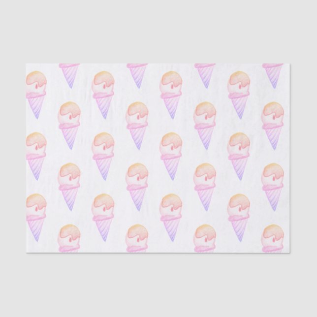 Ice Cream Cone Sketch | Pink & Purple Fade Tissue Paper (Front)