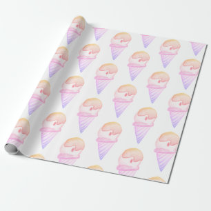 Ice Cream Cone Sketch Pink & Purple Fade Wrapping Paper
