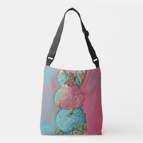 Ice cream cone sprinkles crossbody bag