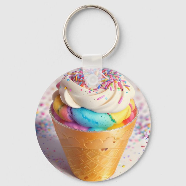 Ice Cream Cone Sprinkles Keychain (Front)