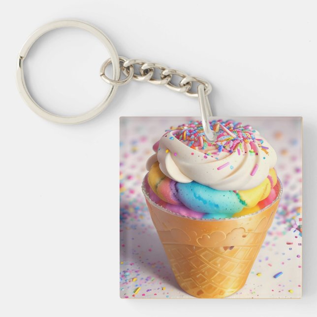 Ice Cream Cone Sprinkles Keychain (Front)