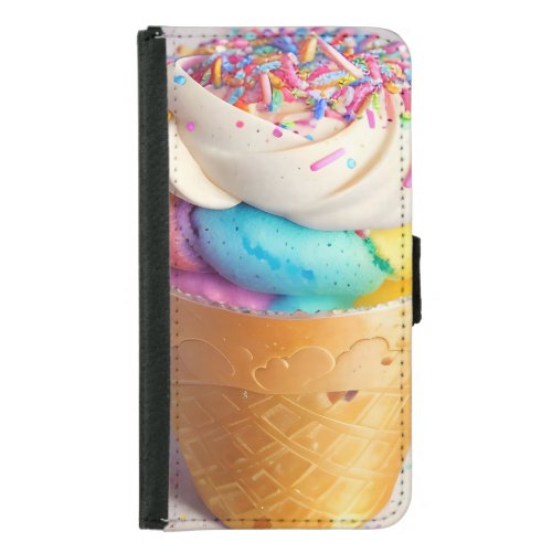 Ice Cream Cone Sprinkles Samsung Galaxy S5 Wallet Case