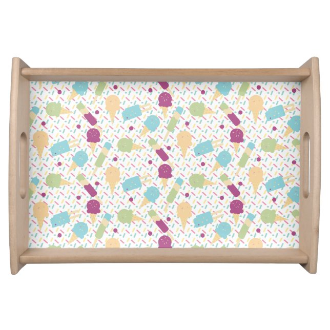 Ice Cream Cone Summer Pattern Sprinkles Serving Tray (Front)