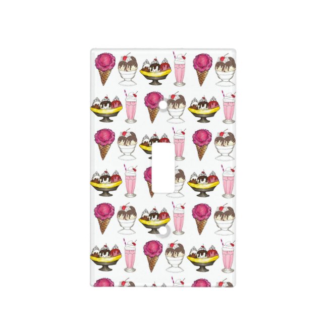 Ice Cream Cone Sundae Shake Banana Split Light Switch Cover (Front)