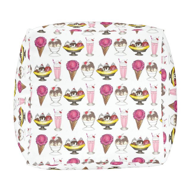 Ice Cream Cone Sundae Shake Banana Split Pouf (Bottom)