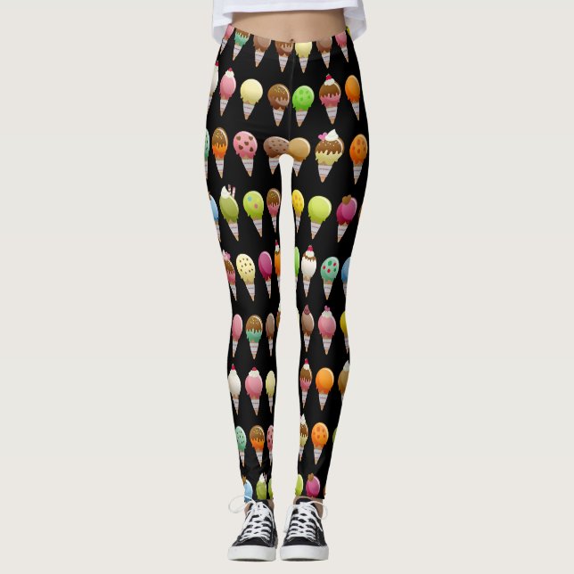 Ice Cream Cone Sweet Flavored Leggings (Front)