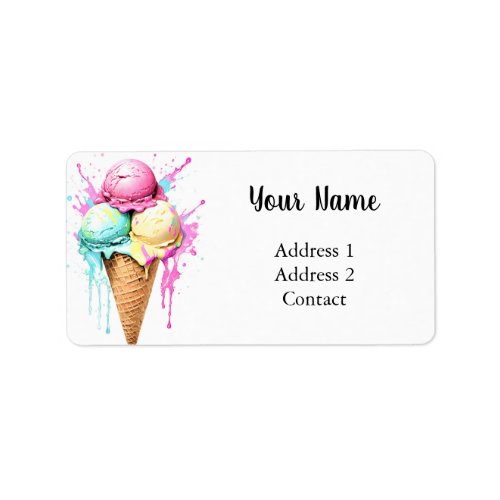 Ice Cream Cone Sweet Fresh Address Label