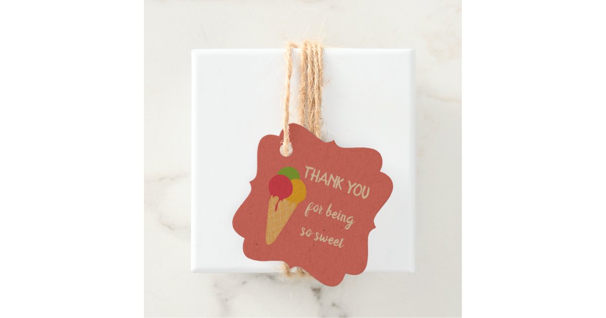 Ice Cream Cone Thank You Favor Tags Zazzle