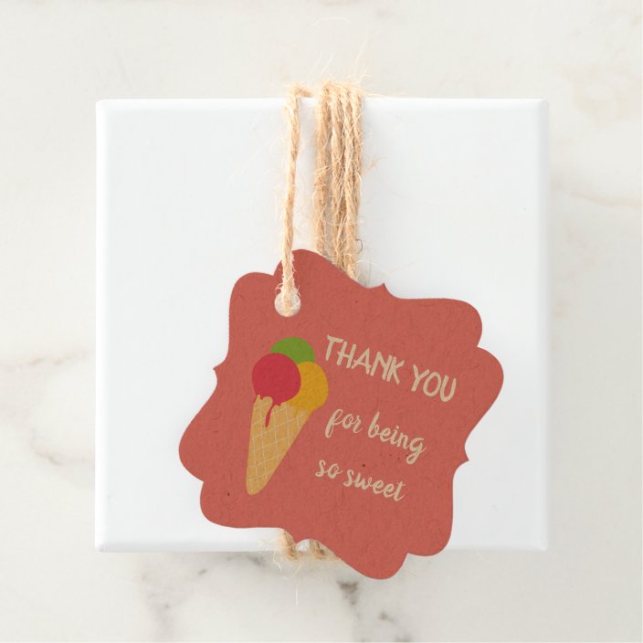 Ice Cream Cone Thank You Favor Tags