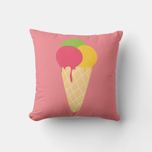Ice Cream Cone Throw Pillow