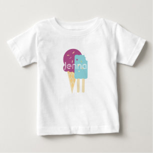 Ice-cream Cone Toddler Personalized Custom Name Baby T-Shirt