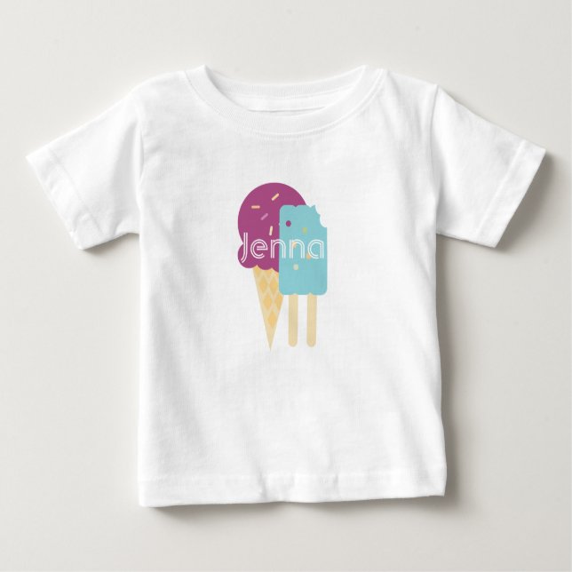 Ice-cream Cone Toddler Personalized Custom Name Baby T-Shirt (Front)