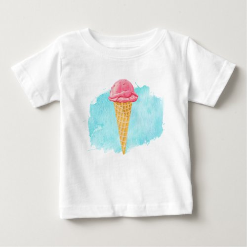 Ice Cream Cone With A Blue Paint Splatter Baby T_Shirt