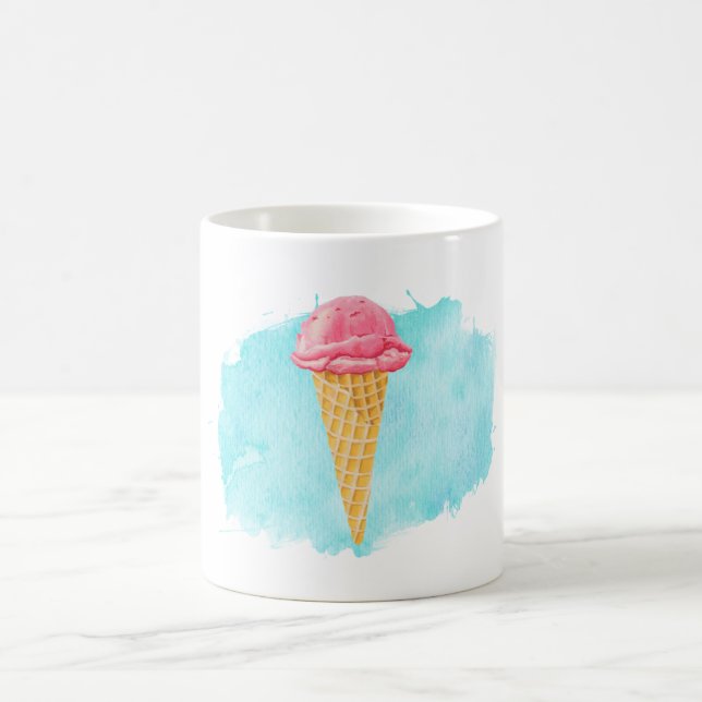 Ice Cream Cone With A Blue Paint Splatter Coffee Mug (Center)