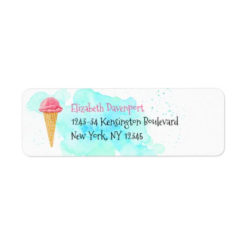 Ice Cream Cone With A Blue Paint Splatter Label