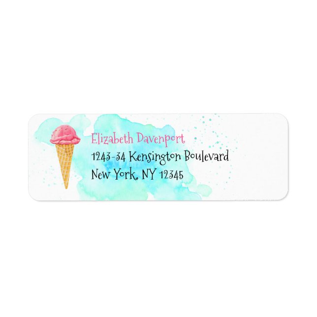 Ice Cream Cone With A Blue Paint Splatter Label (Front)