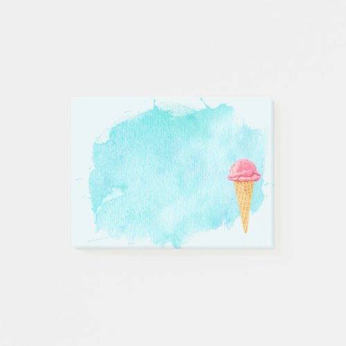 Ice Cream Cone With A Blue Paint Splatter Post_it Notes