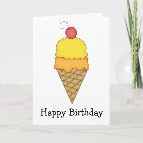 Ice Cream Cone with Cherry 2 Card