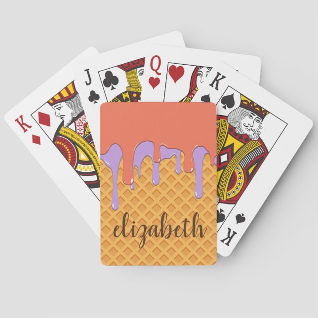 Ice Cream Cone with Custom Name Poker Cards (Back)