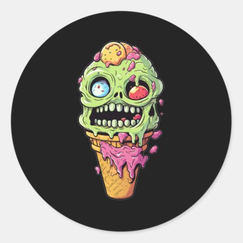 ice_cream_cone_with_little_monster_collection 1 classic round sticker