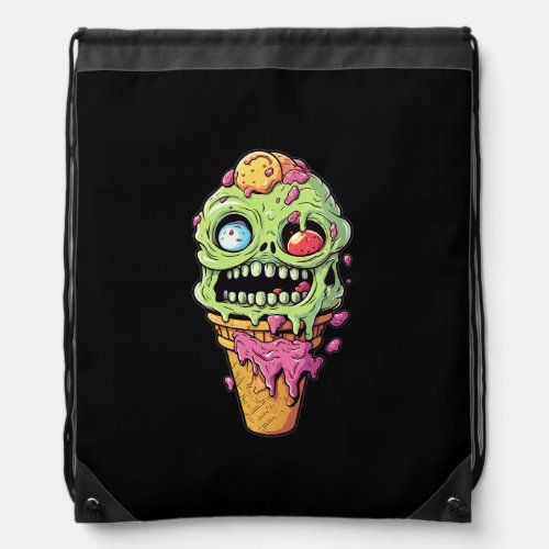 ice_cream_cone_with_little_monster_collection 1 drawstring bag