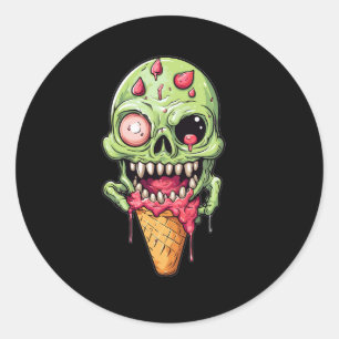ice-cream-cone-with-little-monster-collection (2) classic round sticker