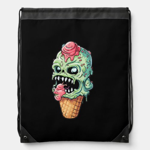 ice_cream_cone_with_little_monster_collection 4 drawstring bag