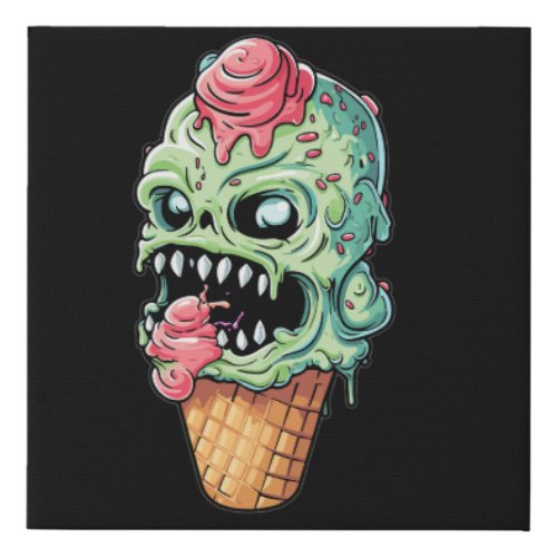 ice_cream_cone_with_little_monster_collection 4 faux canvas print