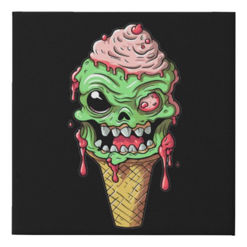 ice_cream_cone_with_little_monster_collection 5 faux canvas print