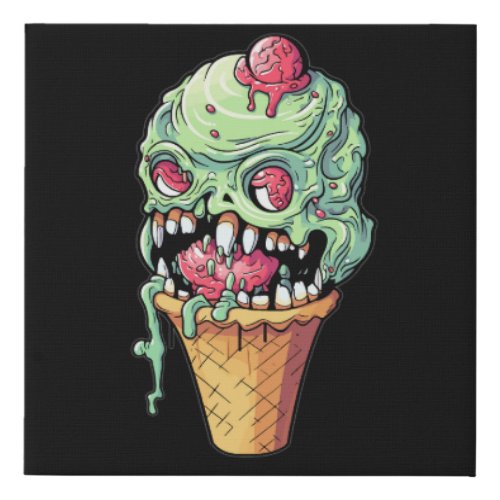 ice_cream_cone_with_little_monster_collection6 faux canvas print