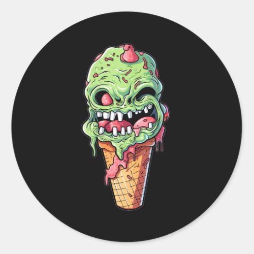 ice_cream_cone_with_little_monster_collection7 classic round sticker