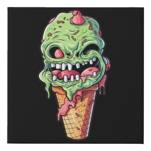 ice_cream_cone_with_little_monster_collection7 faux canvas print