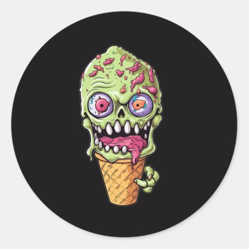 ice_cream_cone_with_little_monster_collection classic round sticker