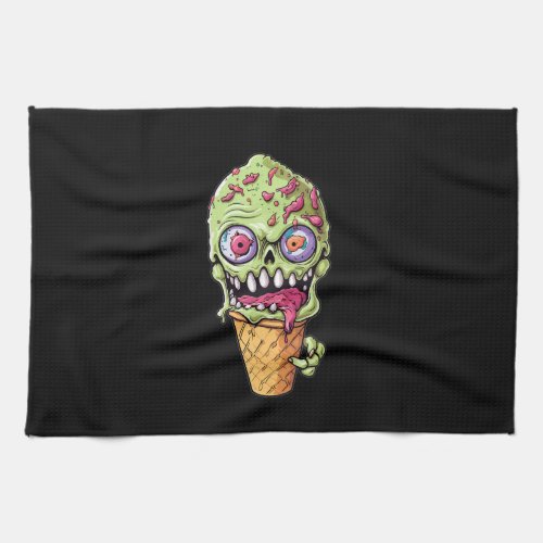 ice_cream_cone_with_little_monster_collection kitchen towel