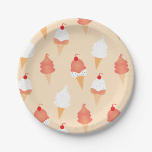 Ice Cream Cone With Sprinkles Cherry On Top Paper Plates