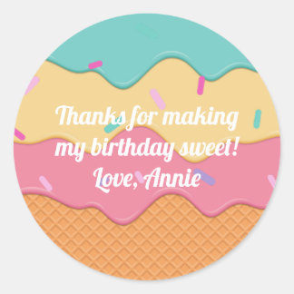 Ice Cream Cone With Sprinkles Fun Favor Box Classic Round Sticker