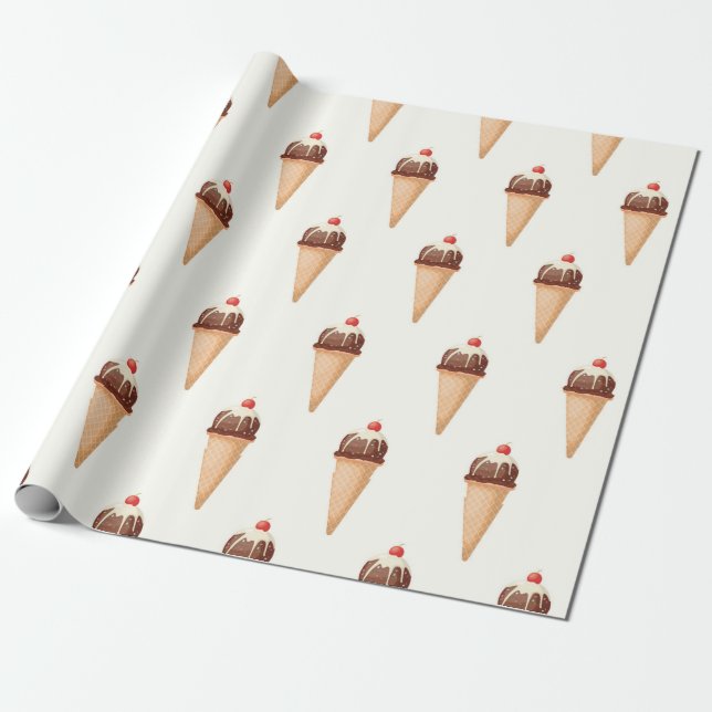 Ice Cream Cone Wrapping Paper (Unrolled)