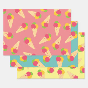 Ice Cream Cone Wrapping Paper Sheets